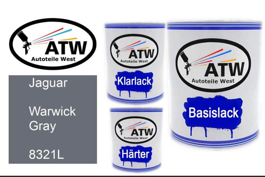 Jaguar, Warwick Gray, 8321L: 1L Lackdose + 1L Klarlack + 500ml Härter - Set, von ATW Autoteile West.